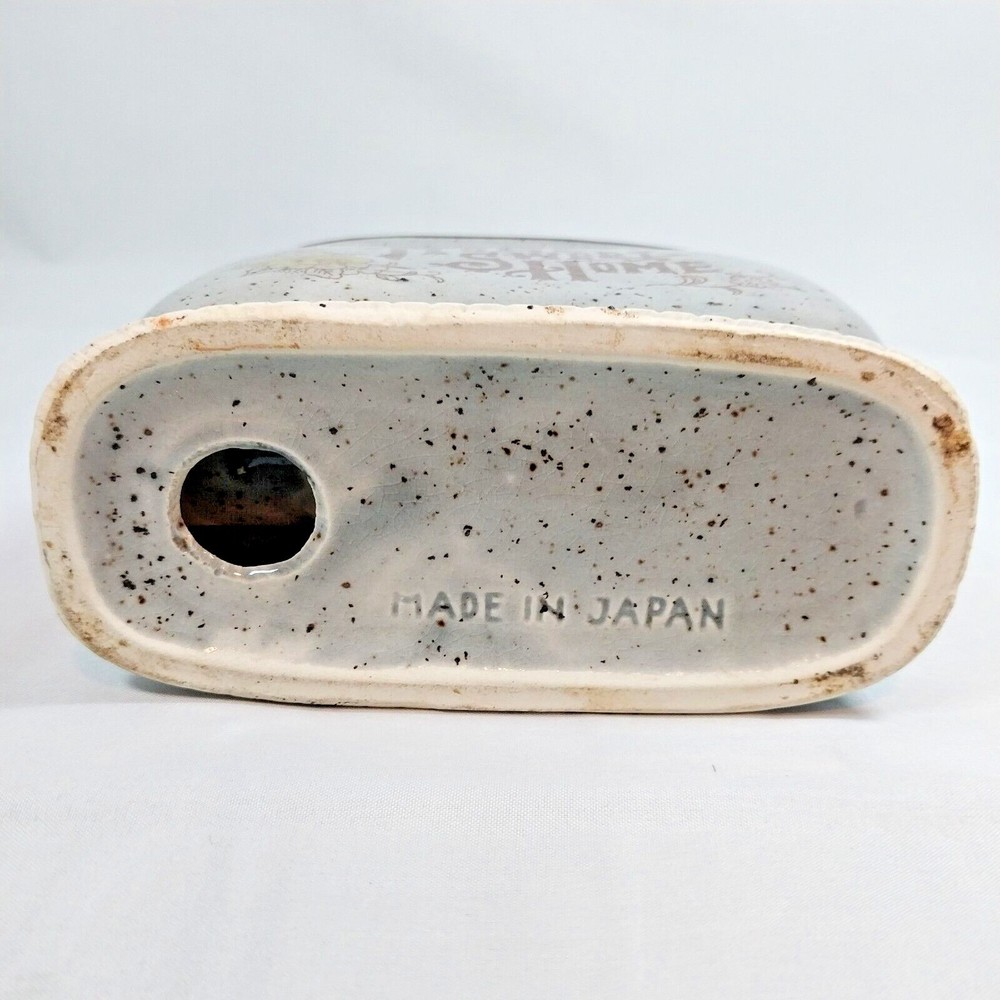 Vintage 1970's Napkin Holder Ceramic 'Home Sweet Home' Japan Gray Brown Flowers - Picture 6 of 7